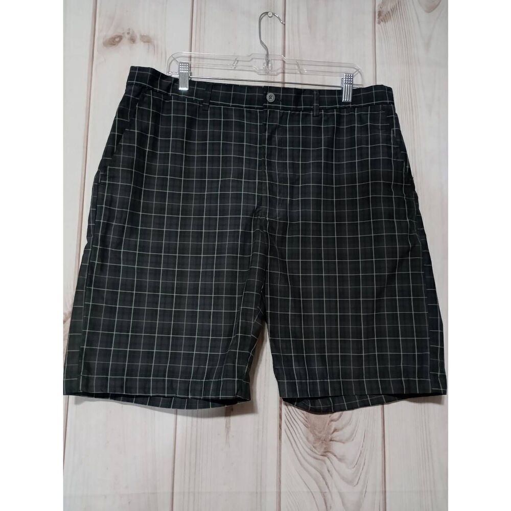 Ben Hogan Performance Mens Black Plaid Golf Shorts Size 36 Grid Pattern